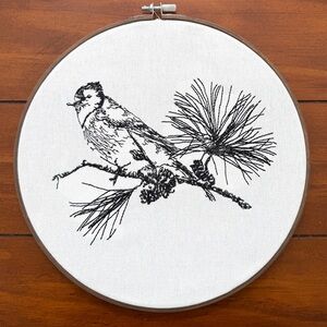 Decorative Bird Wall Art Embroidery Hoop with Bluejay